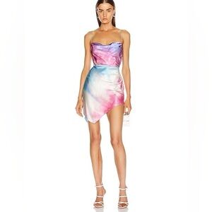 Fashion Nova Pink and Purple Asymmetrical Ruched Dress